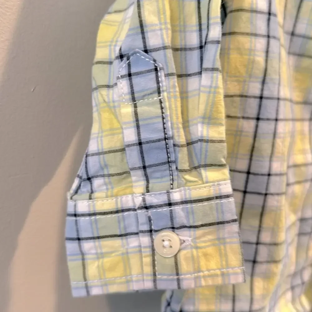 Gymboree Blue/Yellow Plaid Button Down Dress Shirt 12-18‎ Month